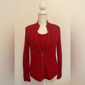 St. John | Matching Red Tank and Wool Sweater
